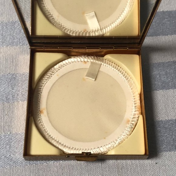 Vintage 60s Zell Fifth Avenue Square Compact - Teal and Gold tone - Picture 10 of 11